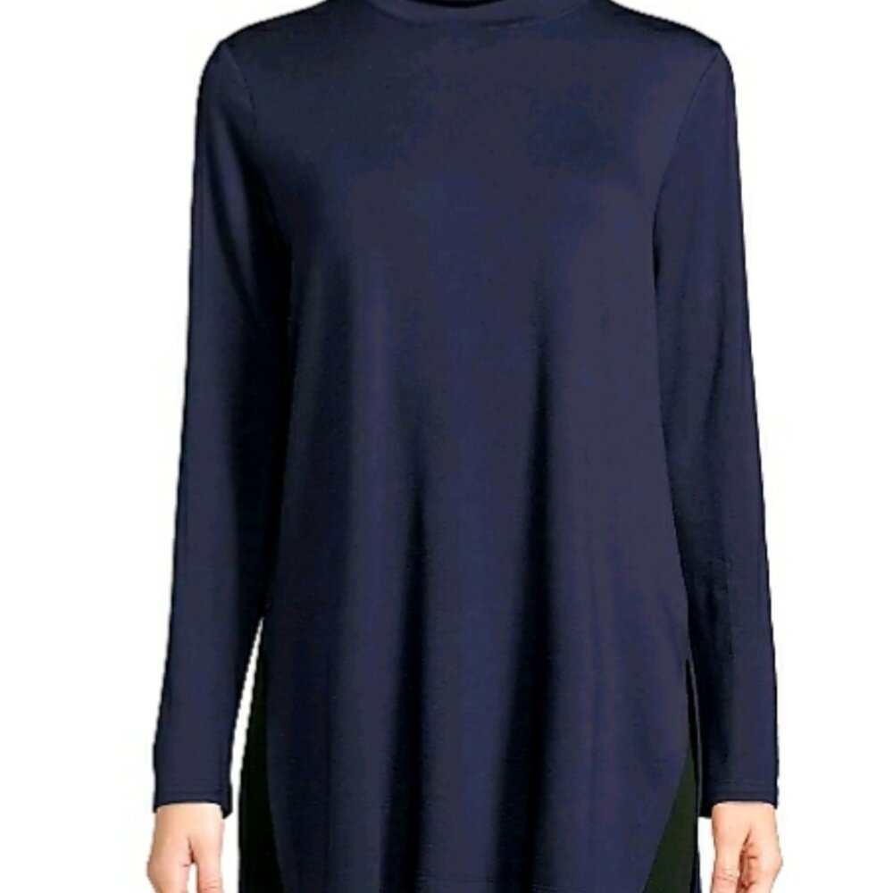 EILEEN FISHER Women's NEW! Tencel Stretch Terry Mock Neck Tunic | Size Large - Picture 3 of 11